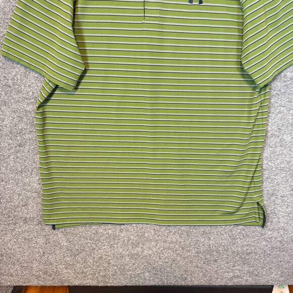 Under Armour Shirt Mens XL Green Striped Polo Short Sleeve Performance - Picture 2 of 9